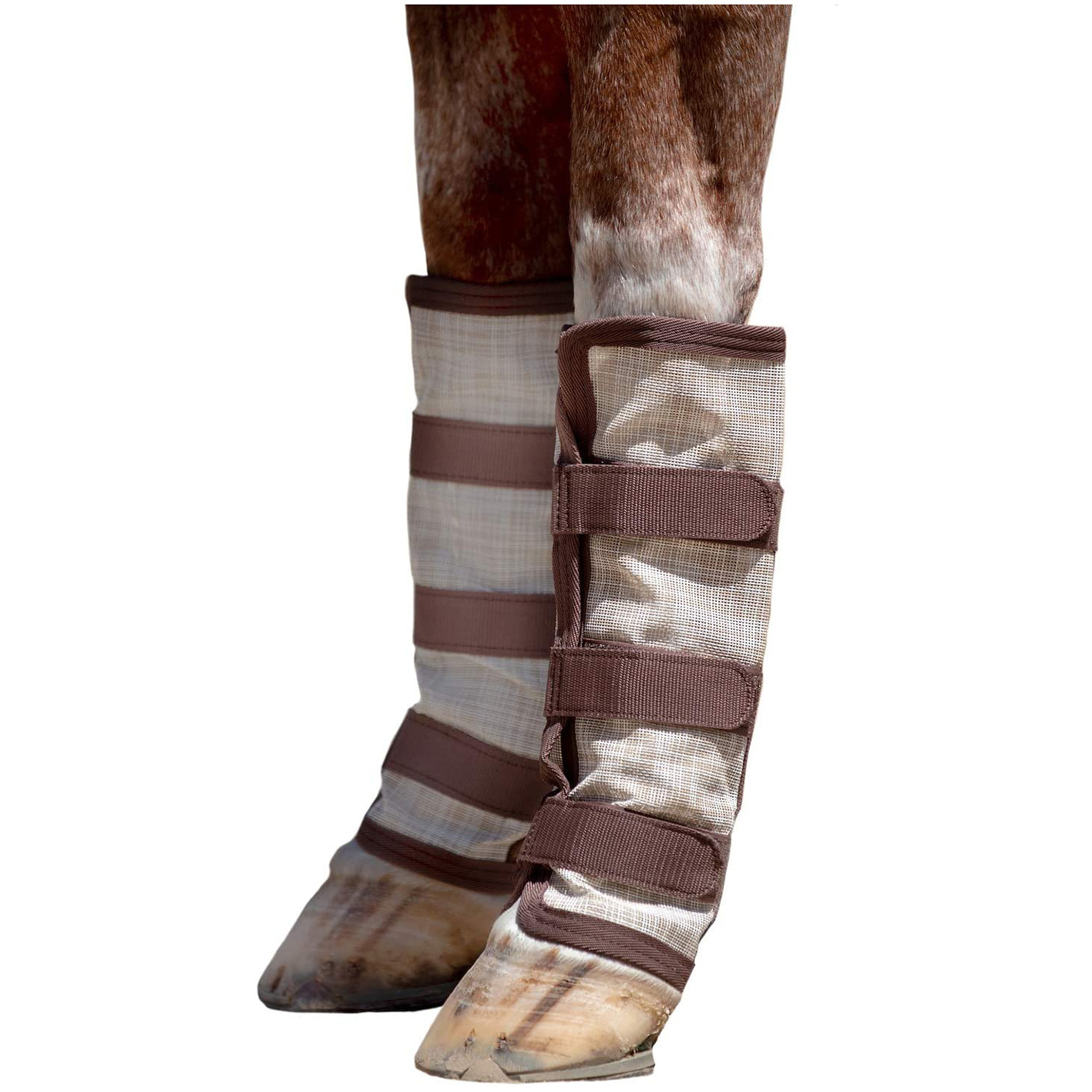 Adjustable Horse Leg Boots Breathable PVC Equine Guards Mosquito Repellent Wraps Reduced Fatigue Equestrian Gear - Desert Sand